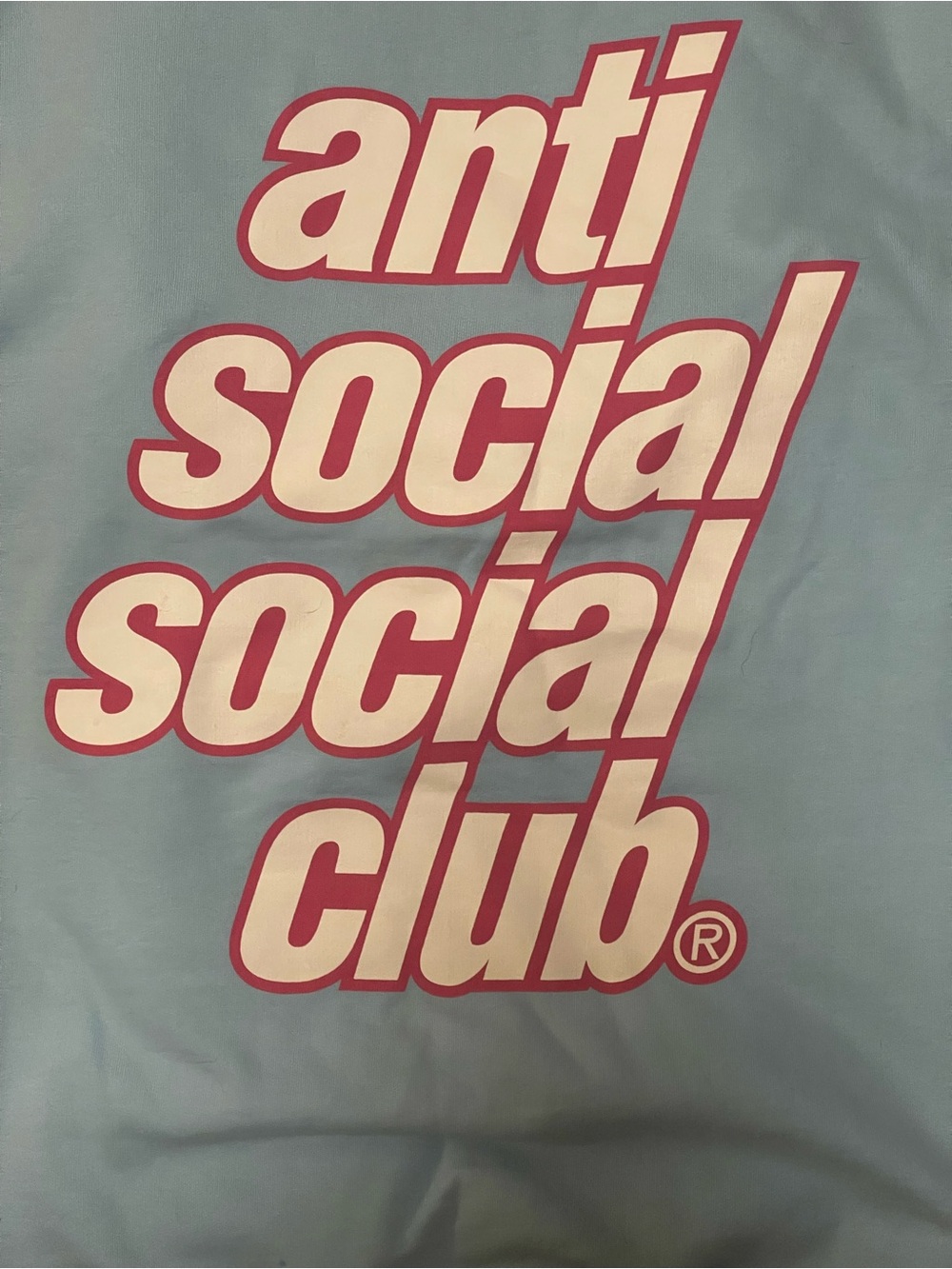 Anti Social Social Club Light Blue Crewneck with White and Pink Logo